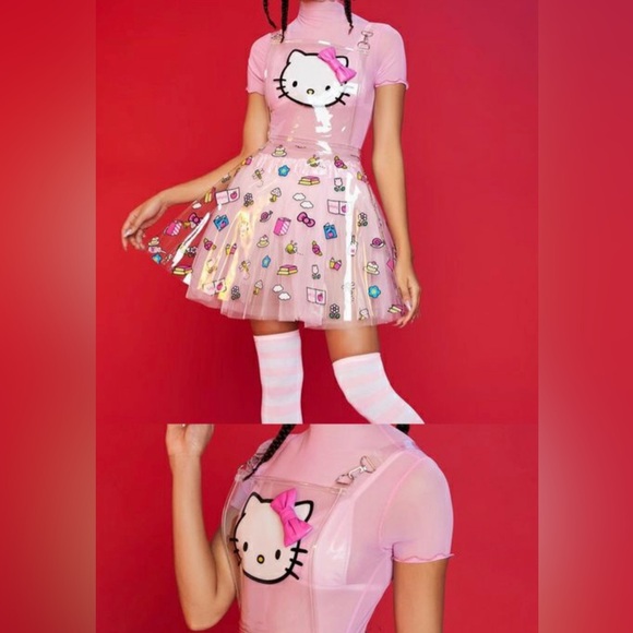 Dolls Kill x Hello Kitty CLEAR OVERALL DRESS - Picture 6 of 6